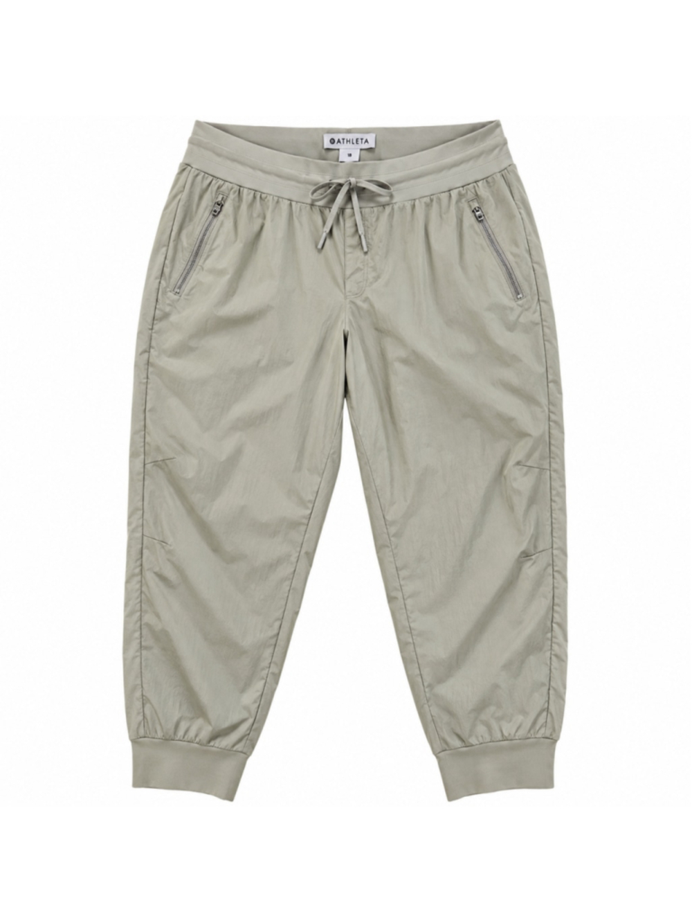 Athleta Womens 18 Lightweight Jogger Pants Tan Cropped Zip Pockets Athleisure